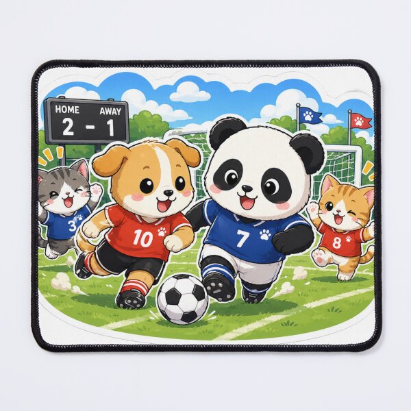 Item preview, Dog Playing Football with Panda & Cats designed and sold by MR4me.