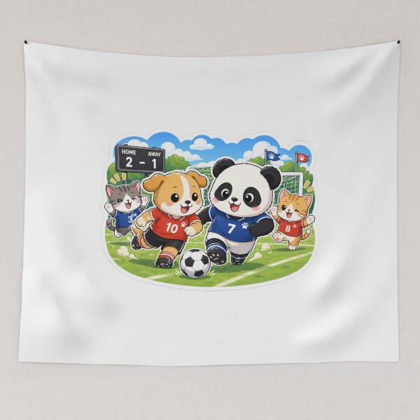 Item preview, Dog Playing Football with Panda & Cats designed and sold by MR4me.