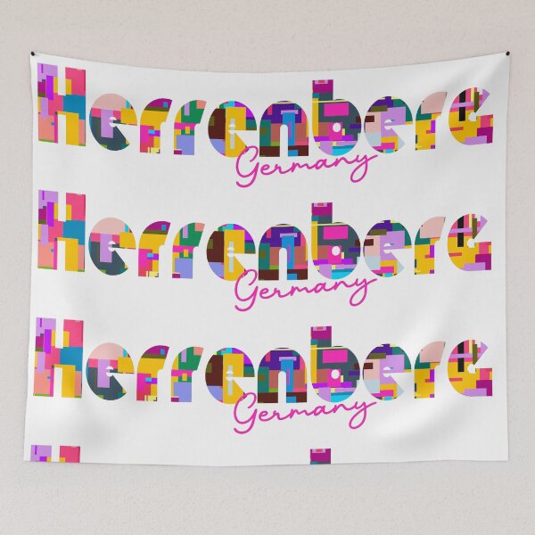 Item preview, Herrenberg, Germany, Vibrant Abstract City Typography Art designed and sold by Wanderful-roads.