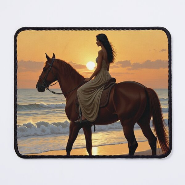 Item preview, Woman Riding Horse at Sunset Beach | Coastal Equestrian Vintage Wall Art designed and sold by GalleryPeak.