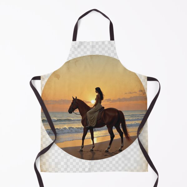 Item preview, Woman Riding Horse at Sunset Beach | Coastal Equestrian Vintage Wall Art designed and sold by GalleryPeak.