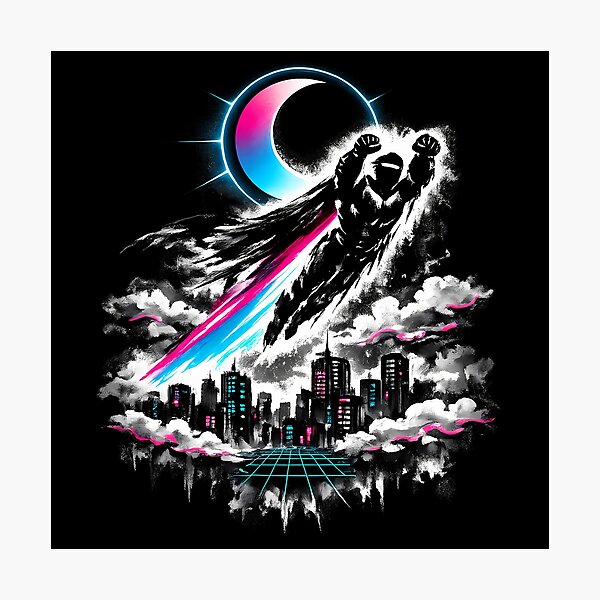 Item preview, Soaring Hero Synthwave Sumi-e Night designed and sold by KungPowUnicorn.