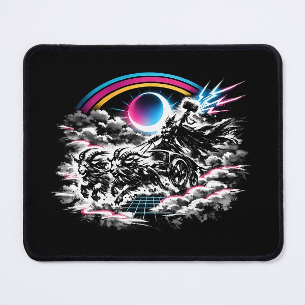 Item preview, Synthwave Sumi-e Thor’s Chariot designed and sold by KungPowUnicorn.