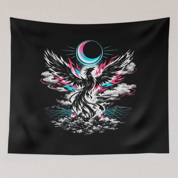Item preview, Synthwave Sumi-e Phoenix Rising designed and sold by KungPowUnicorn.