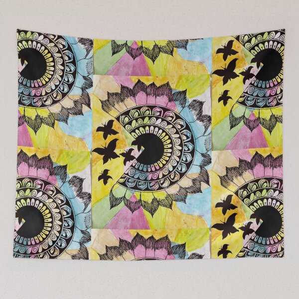 Item preview, Vibrant Sunburst Mandala with Butterflies designed and sold by FineLineVibes.