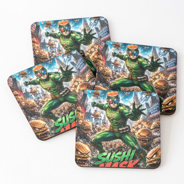 Item preview, SUSHI MASK: The Epic Battle Against the Burger Horde designed and sold by Japan Cyberpunk Universe & Surreal Characters.