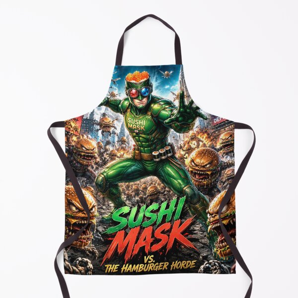 Item preview, SUSHI MASK: The Epic Battle Against the Burger Horde designed and sold by Japan Cyberpunk Universe & Surreal Characters.