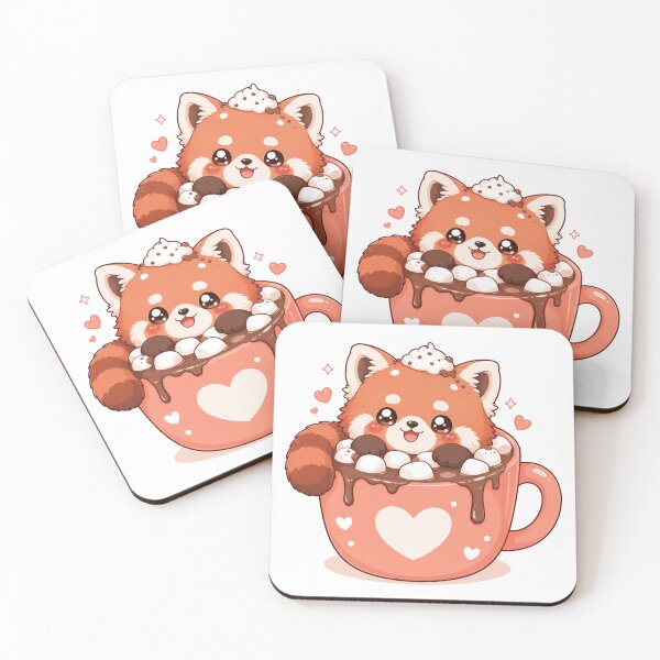 Item preview, Cute Red Panda in Hot Chocolate Kawaii Art designed and sold by StickersHul.