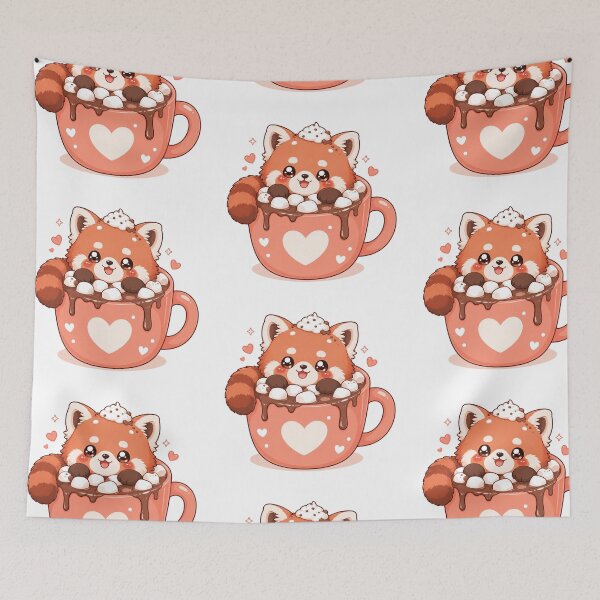 Item preview, Cute Red Panda in Hot Chocolate Kawaii Art designed and sold by StickersHul.