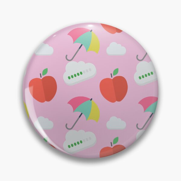 Item preview, Cute seamless pattern with red apples, colorful umbrellas, and clouds on pink background. designed and sold by AjjimaJKM.