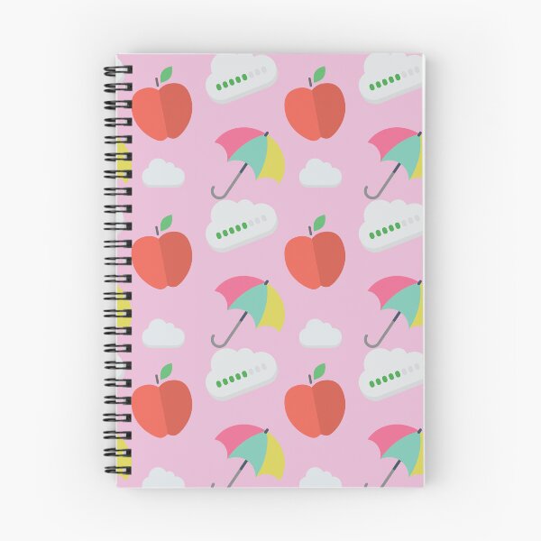 Item preview, Cute seamless pattern with red apples, colorful umbrellas, and clouds on pink background. designed and sold by AjjimaJKM.