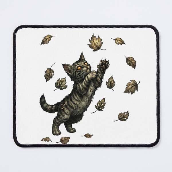 Item preview, Spooky Kitten Chasing Autumn Leaves. designed and sold by HorrorInkStudio.