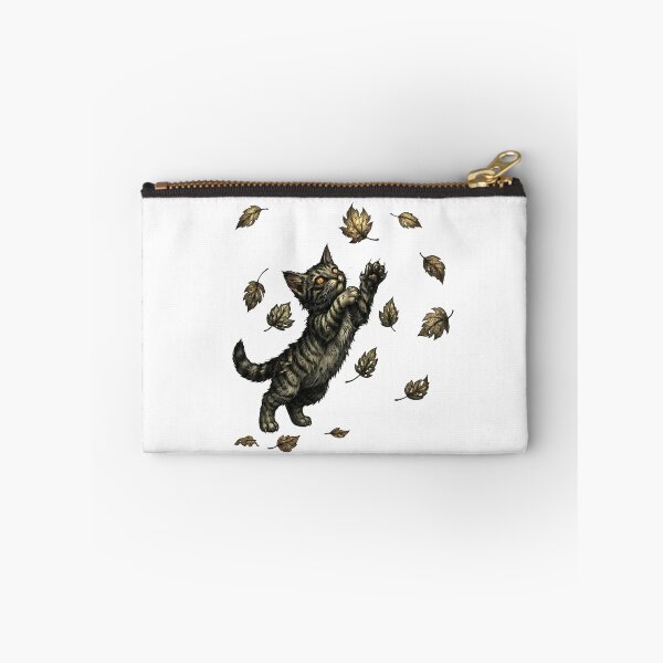 Item preview, Spooky Kitten Chasing Autumn Leaves. designed and sold by HorrorInkStudio.