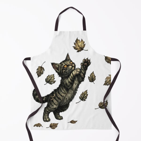 Item preview, Spooky Kitten Chasing Autumn Leaves. designed and sold by HorrorInkStudio.
