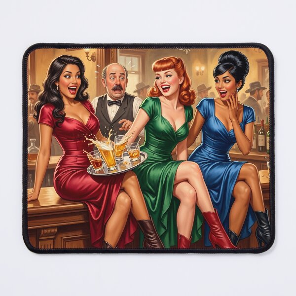 Item preview, Retro Pinup Girls at Bar Vintage Pub Wall Decor designed and sold by Vincent-68.