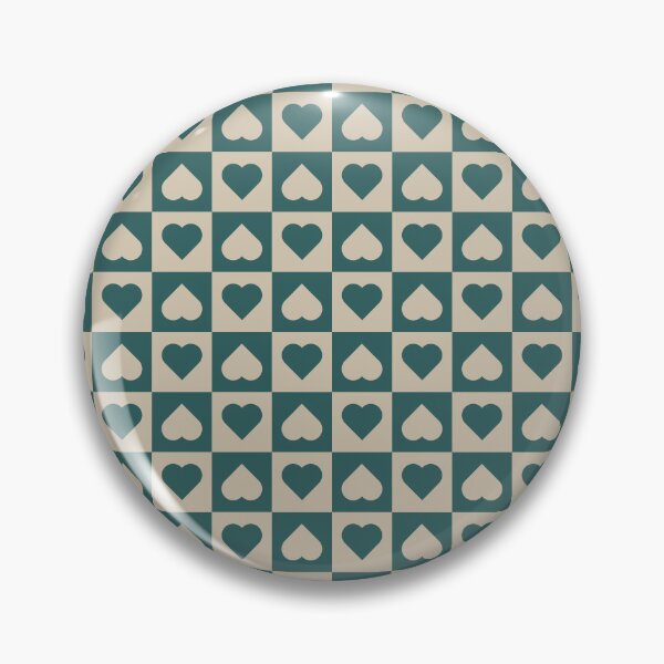 Item preview, Teal and Beige checkered hearts designed and sold by pattern-archive.