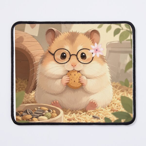 Item preview, Cute Hamster with Glasses Eating a Cookie designed and sold by Runa :).