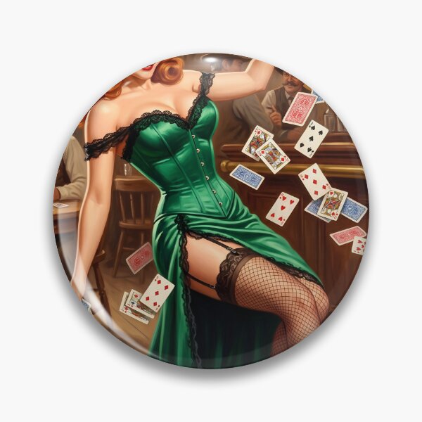 Item preview, Vintage Saloon Poker Pin-Up Girl Green Dress Wall Art designed and sold by Vincent-68.