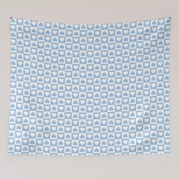Item preview, White and Baby Blue checkered hearts designed and sold by pattern-archive.