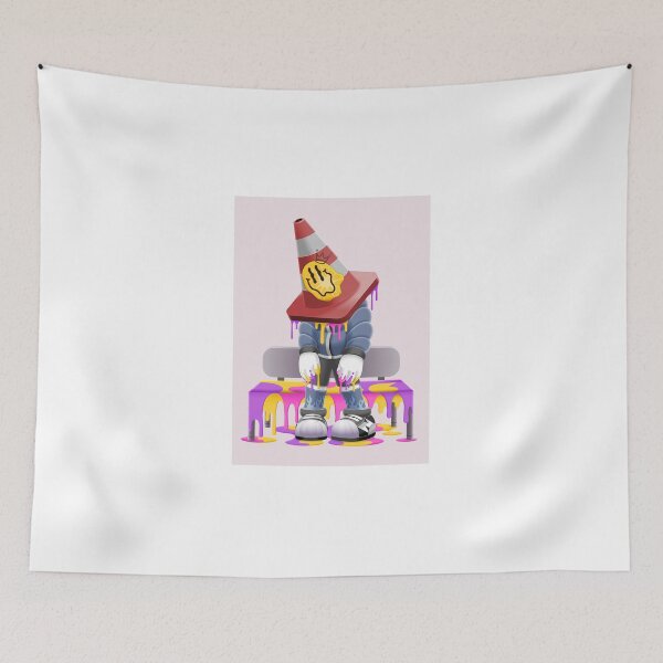 Item preview, Melting Traffic Cone Character On Bench designed and sold by Lexkon Liu's art.