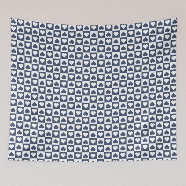 Item preview, White and Blue checkered hearts designed and sold by pattern-archive.