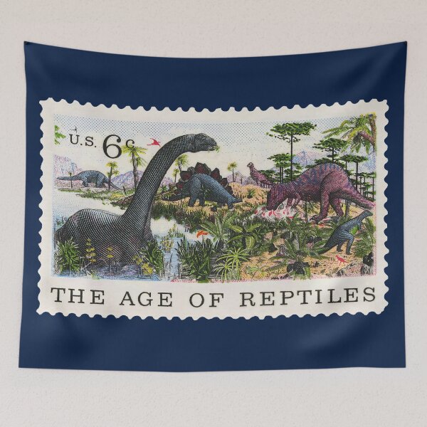 Item preview, Age of Reptiles Dinosaur Stamp Vintage Prehistoric Wildlife Postal Art Design designed and sold by Schulz Lightprint Studio.