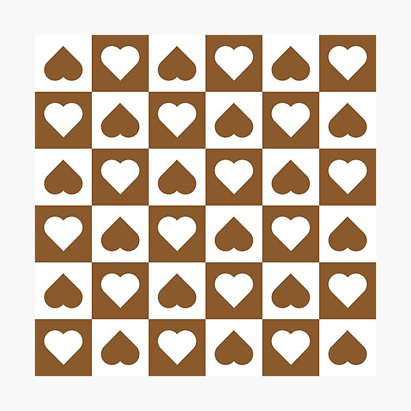 Item preview, White and Bronze checkered hearts designed and sold by pattern-archive.