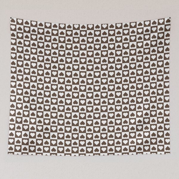 Item preview, White and Brown checkered hearts designed and sold by pattern-archive.