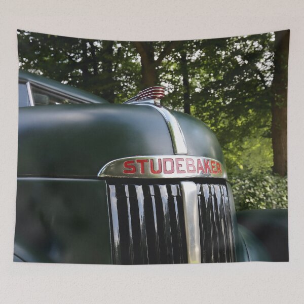 Item preview, 1947 Studebaker M5 Pickup Hood Ornament and Name Badge Detail, Classic Truck Chrome designed and sold by Peter Kraaibeek Art Gallery.