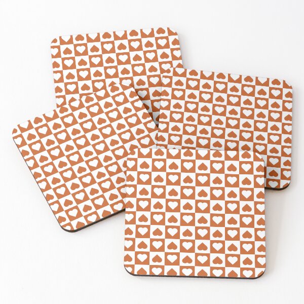 Item preview, White and Burnt Orange checkered hearts designed and sold by pattern-archive.