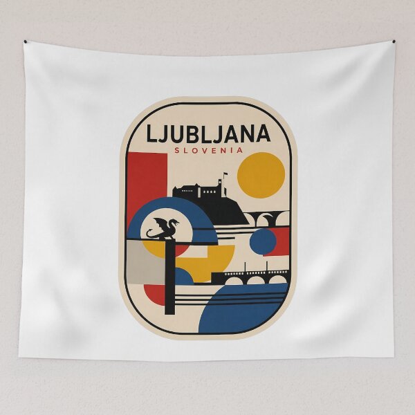 Item preview, Ljubljana Slovenia Retro Geometric Travel Skyline designed and sold by k3rstman1.