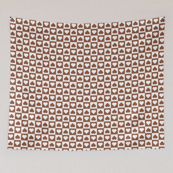 Item preview, White and Copper checkered hearts designed and sold by pattern-archive.