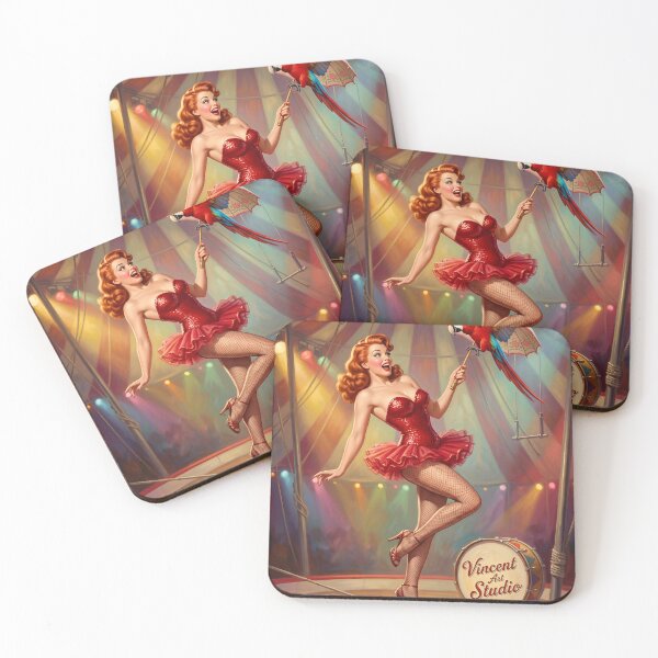 Item preview, Vintage Circus Pin-Up Girl with Macaw Circus Art designed and sold by Vincent-68.