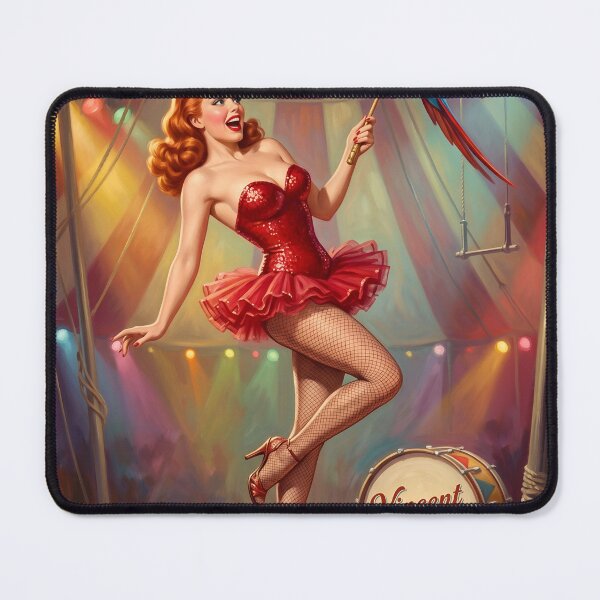 Item preview, Vintage Circus Pin-Up Girl with Macaw Circus Art designed and sold by Vincent-68.