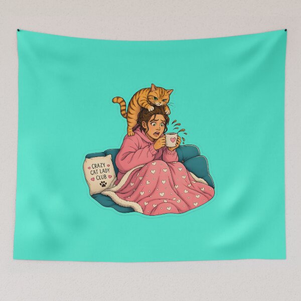 Item preview, Funny Cat Lady Morning Surprise designed and sold by MischiefPaws.