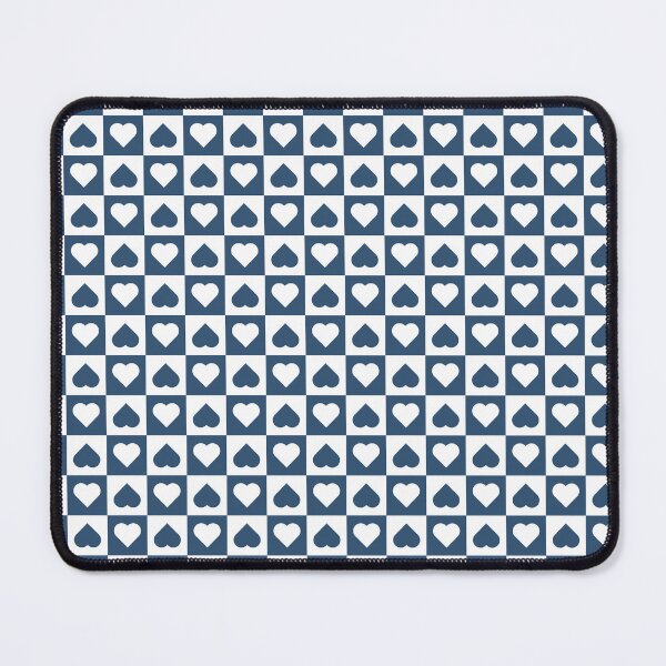 Item preview, White and Denim checkered hearts designed and sold by pattern-archive.
