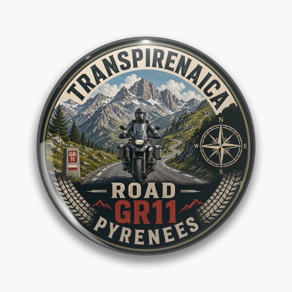 Item preview, Transpirenaica GR11 Trans-Pyrenees Motorcycle Road Sticker TShirt 06 designed and sold by OuterShellUK.