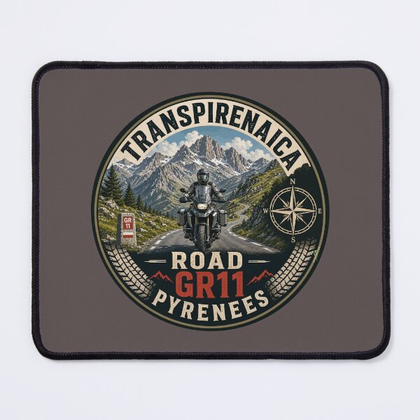 Item preview, Transpirenaica GR11 Trans-Pyrenees Motorcycle Road Sticker TShirt 06 designed and sold by OuterShellUK.