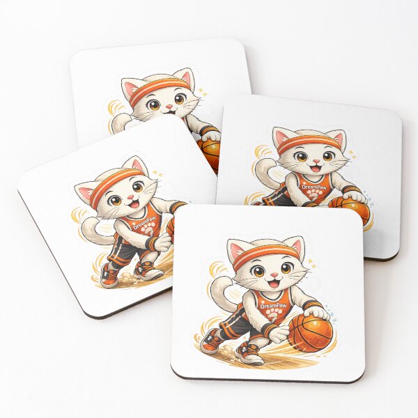 Item preview, DreamPaw Basketball Cat | Cute Kawaii Sports Kitten Dribbling Basketball designed and sold by DreamPaw Studio.
