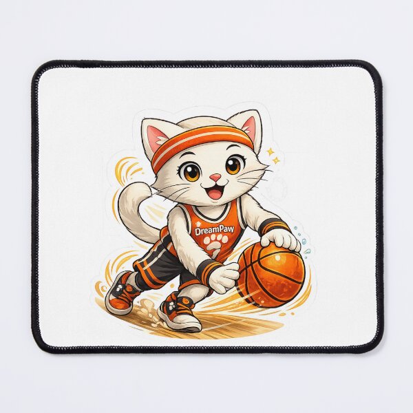 Item preview, DreamPaw Basketball Cat | Cute Kawaii Sports Kitten Dribbling Basketball designed and sold by DreamPaw Studio.