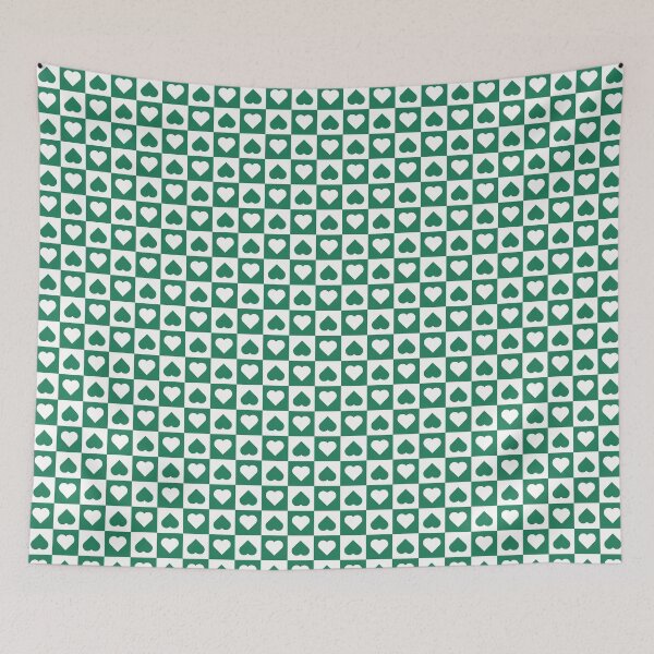 Item preview, White and Green checkered hearts designed and sold by pattern-archive.