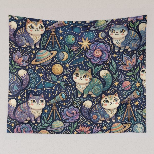 Item preview, Cosmic Cats in Outer Space Pattern designed and sold by Iampoji.