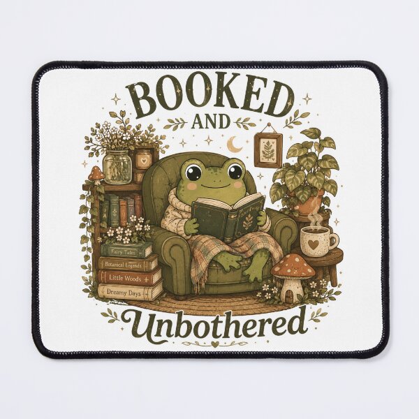 Item preview, Booked and Unbothered Cute Frog Reading Club Cottagecore Book Lover Design designed and sold by RJACreative.