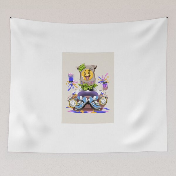 Item preview, Rich Cartoon Character Sitting On Alarm Clocks designed and sold by Lexkon Liu's art.