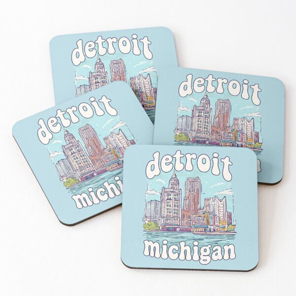 Item preview, Detroit Michigan Cute Pastel Skyline designed and sold by HowToCanadian.