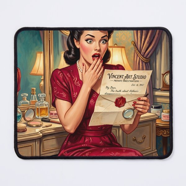 Item preview, Vintage 1940s Pin-Up Girl Mystery Investigation Art designed and sold by Vincent-68.