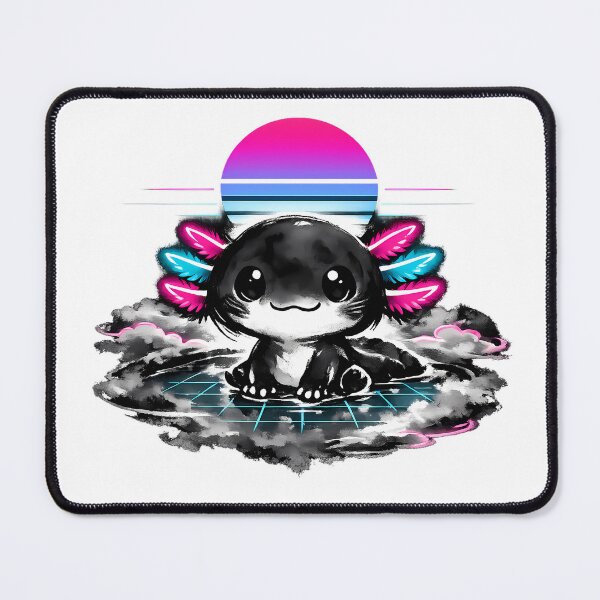 Item preview, Chibi Axolotl Sumi-e Neon Gills designed and sold by KungPowUnicorn.