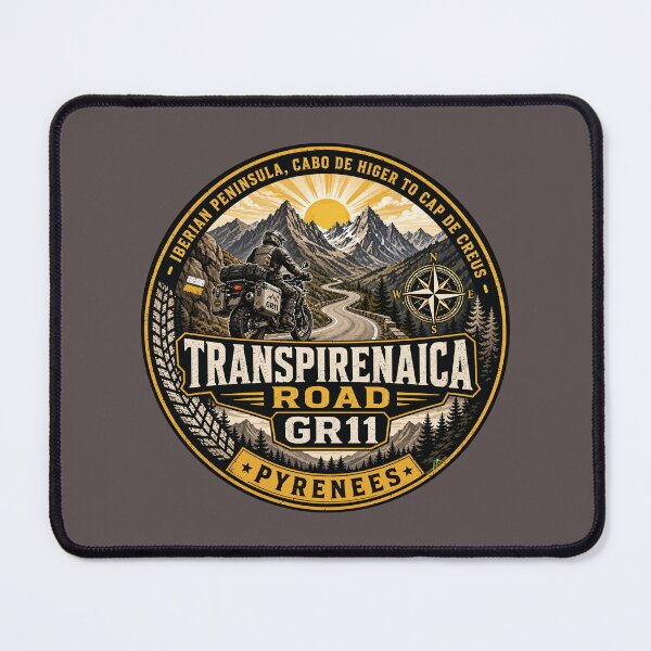 Item preview, Transpirenaica GR11 Trans-Pyrenees Motorcycle Road Sticker TShirt 07 designed and sold by OuterShellUK.