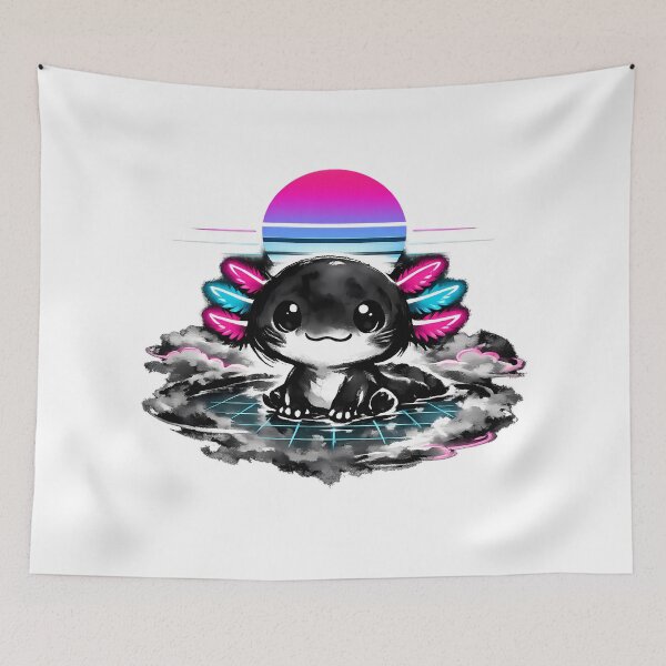 Item preview, Chibi Axolotl Sumi-e Neon Gills designed and sold by KungPowUnicorn.