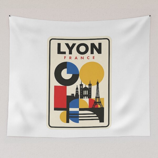 Item preview, Lyon France Retro Geometric Bauhaus Travel Cityscape designed and sold by k3rstman1.